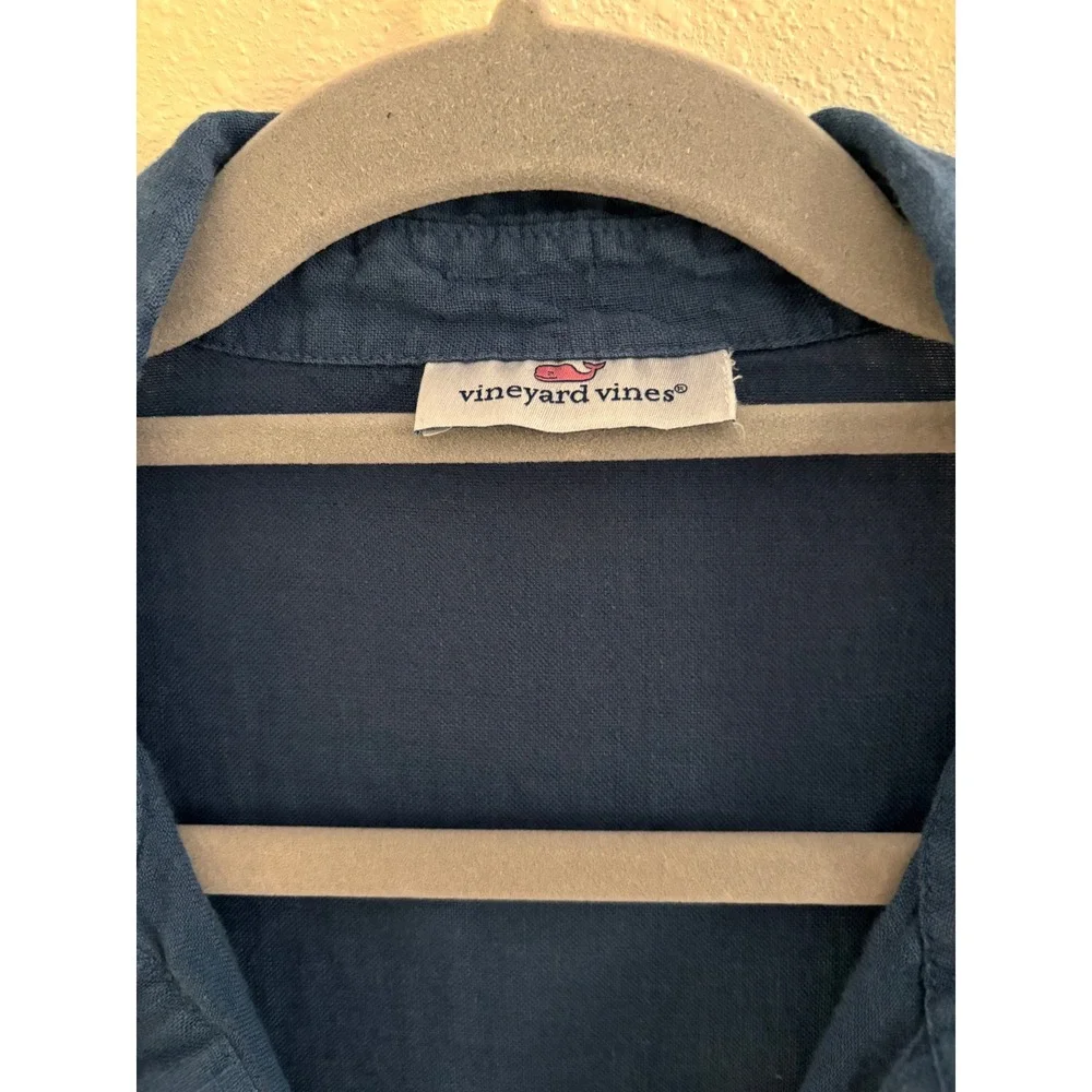 Vineyard Vines Tunic Womens Medium Blue Linen Beach Coastal Preppy Travel Resort